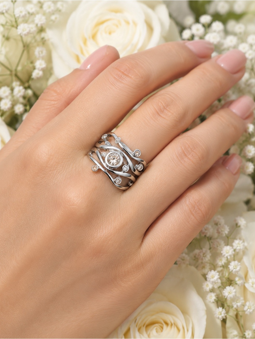925/18K ROSE GOLD WEDDING RING - Picture 2 of 4
